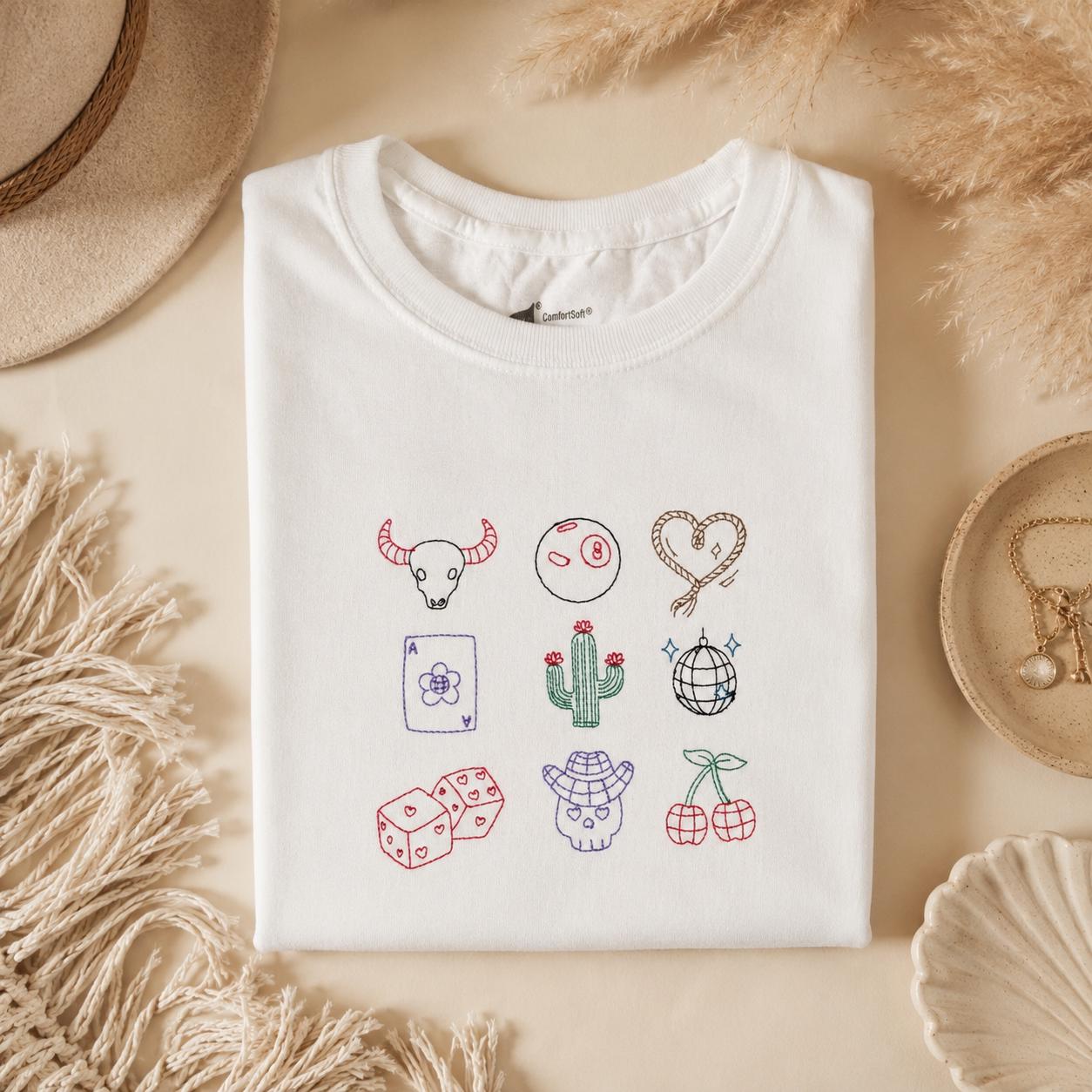 Embroidered Pullover Vegas Icons Shirt