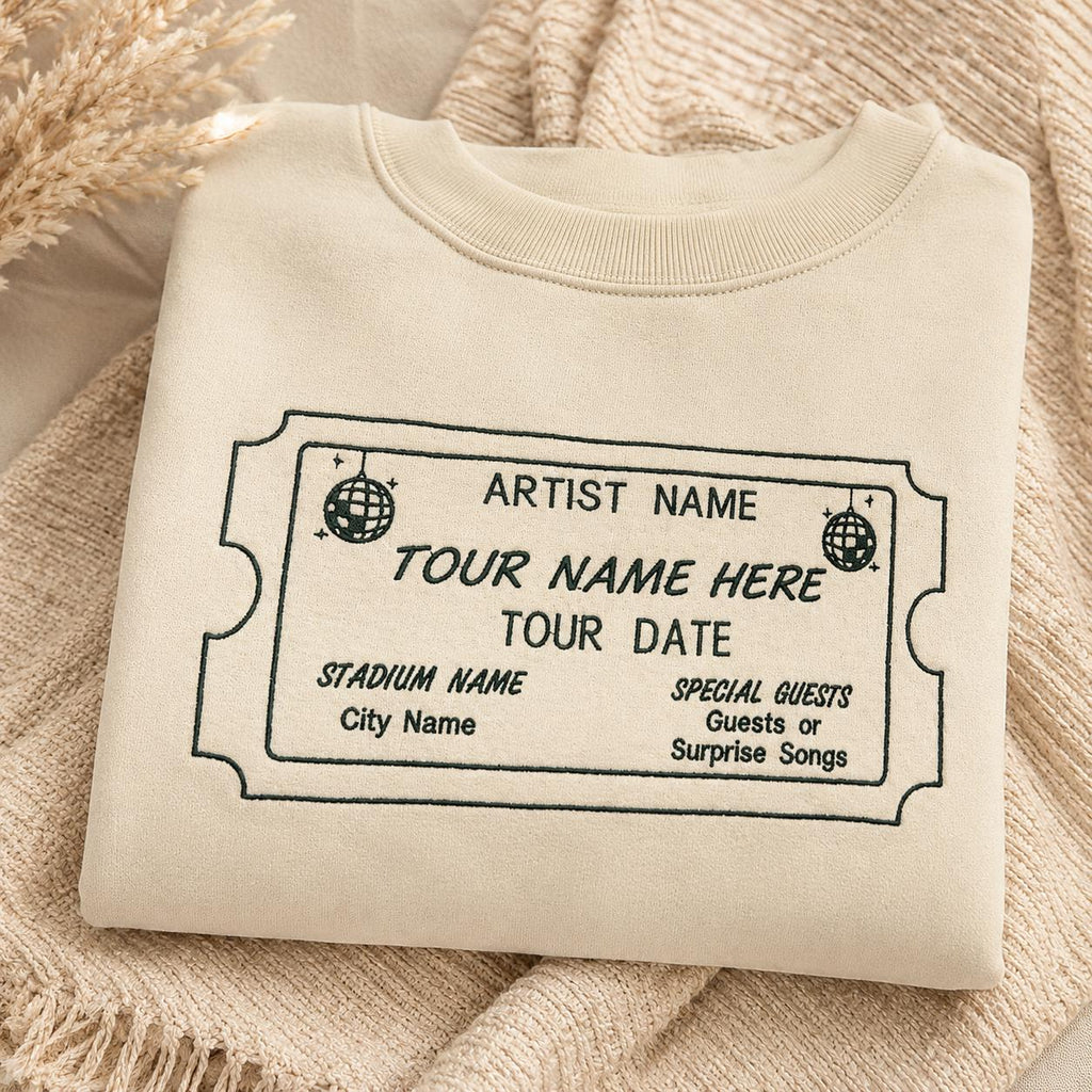 Customizable Concert Ticket Theme Embroidered Pullover Sweatshirt