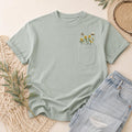 Pullover Bee and Sunflower pocket Embroidered Shirt