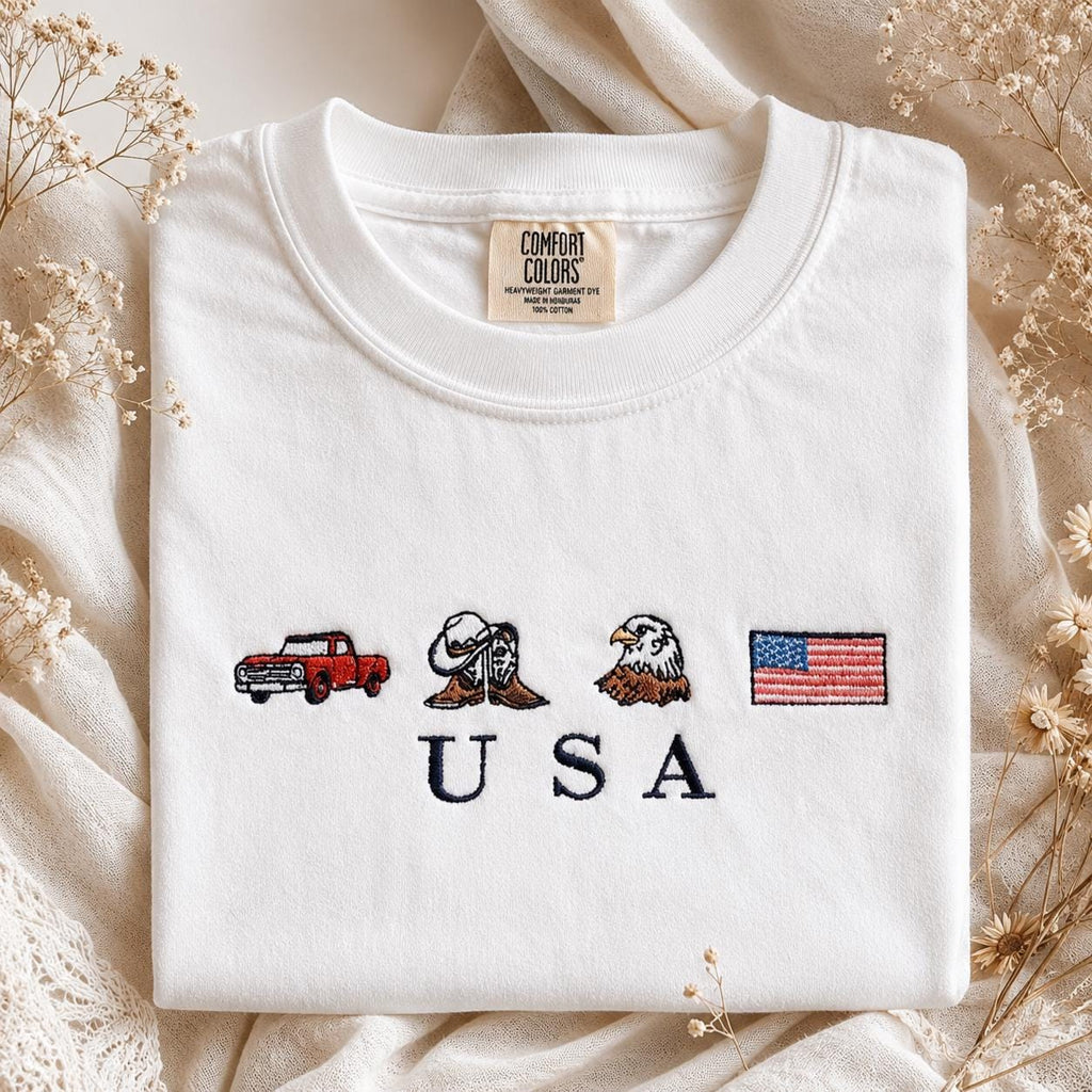 USA Icons Pullover Embroidered Shirt