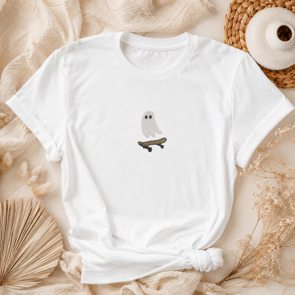 Ghost Skateboarder Embroidered Pullover Shirt