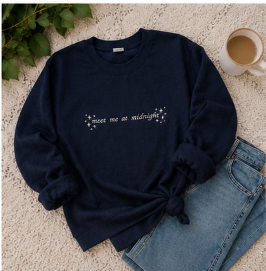 Meet Me at Midnights Embroidered Pullover Sweatshirt