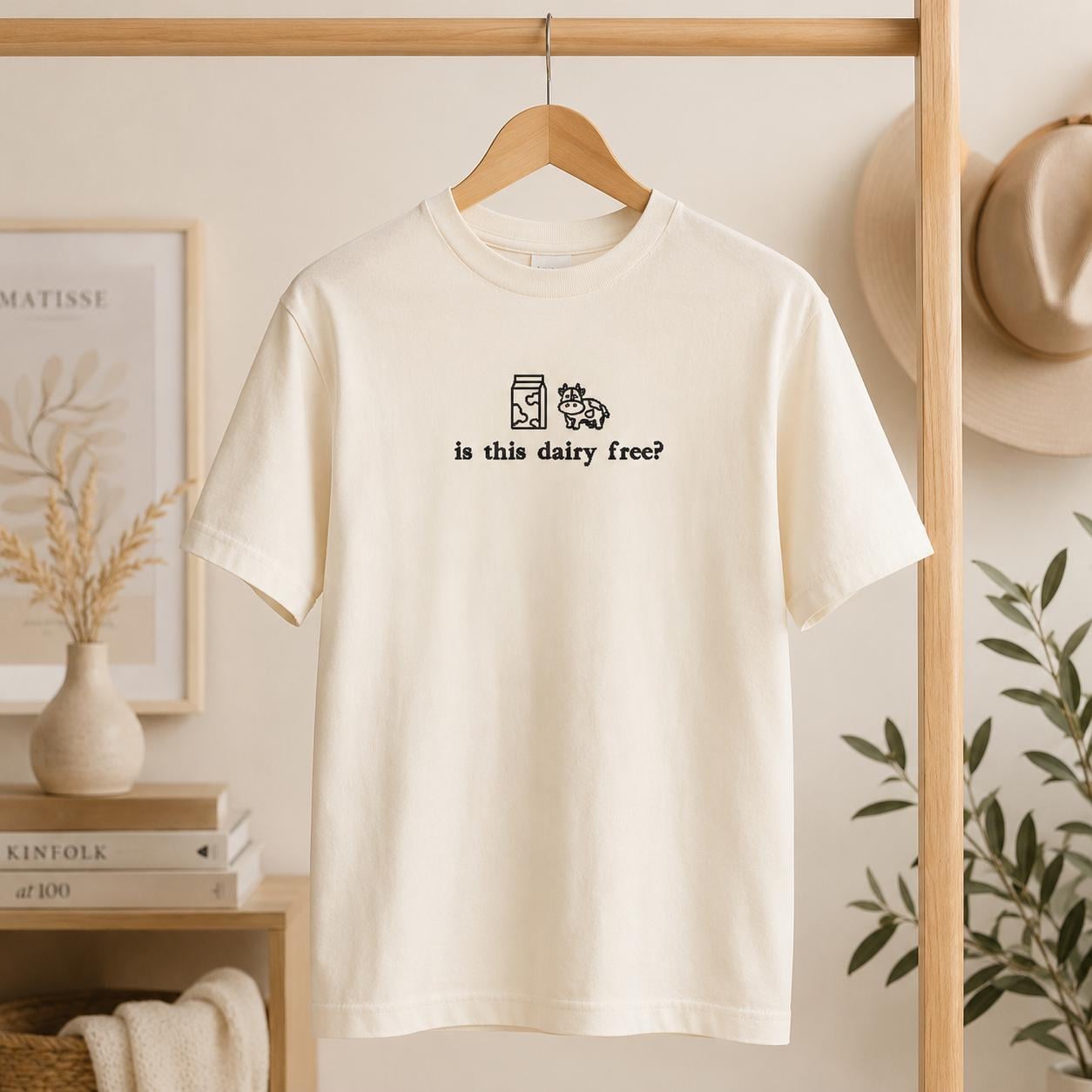 Is this Dairy Free? Embroidered Pullover Shirt