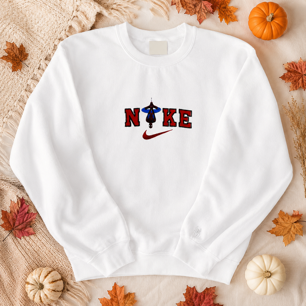 Spiderman Lettering Embroidered Sweater