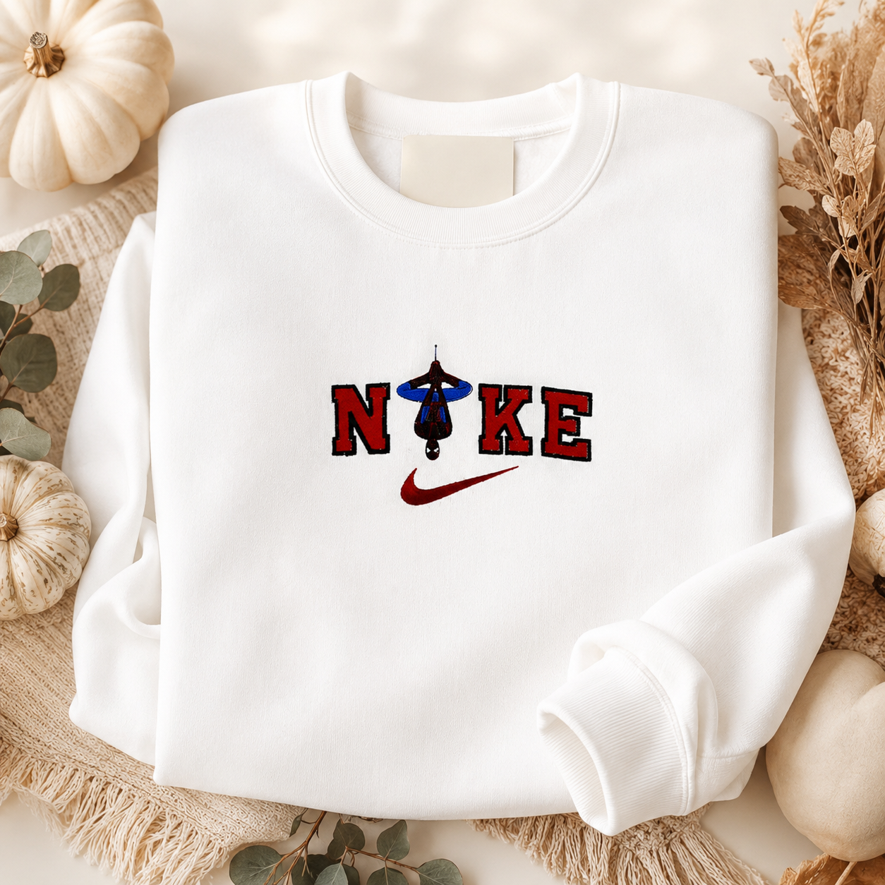 Spiderman Lettering Embroidered Sweater