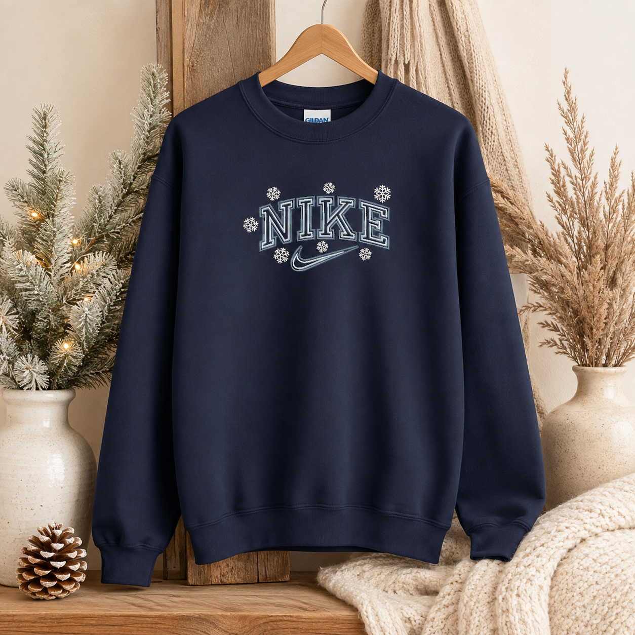 Winter College Lettering Embroidered Sweater