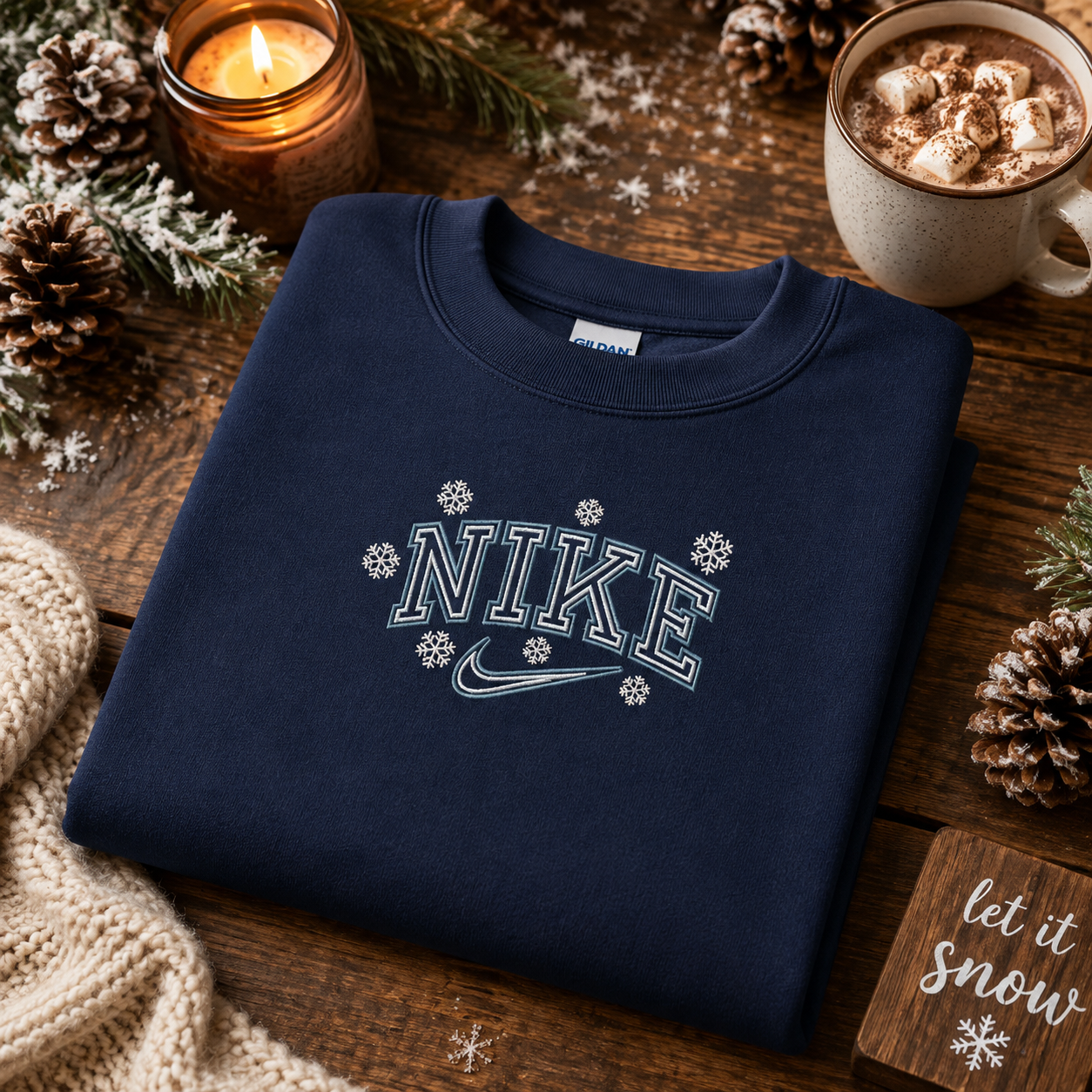 Winter College Lettering Embroidered Sweater