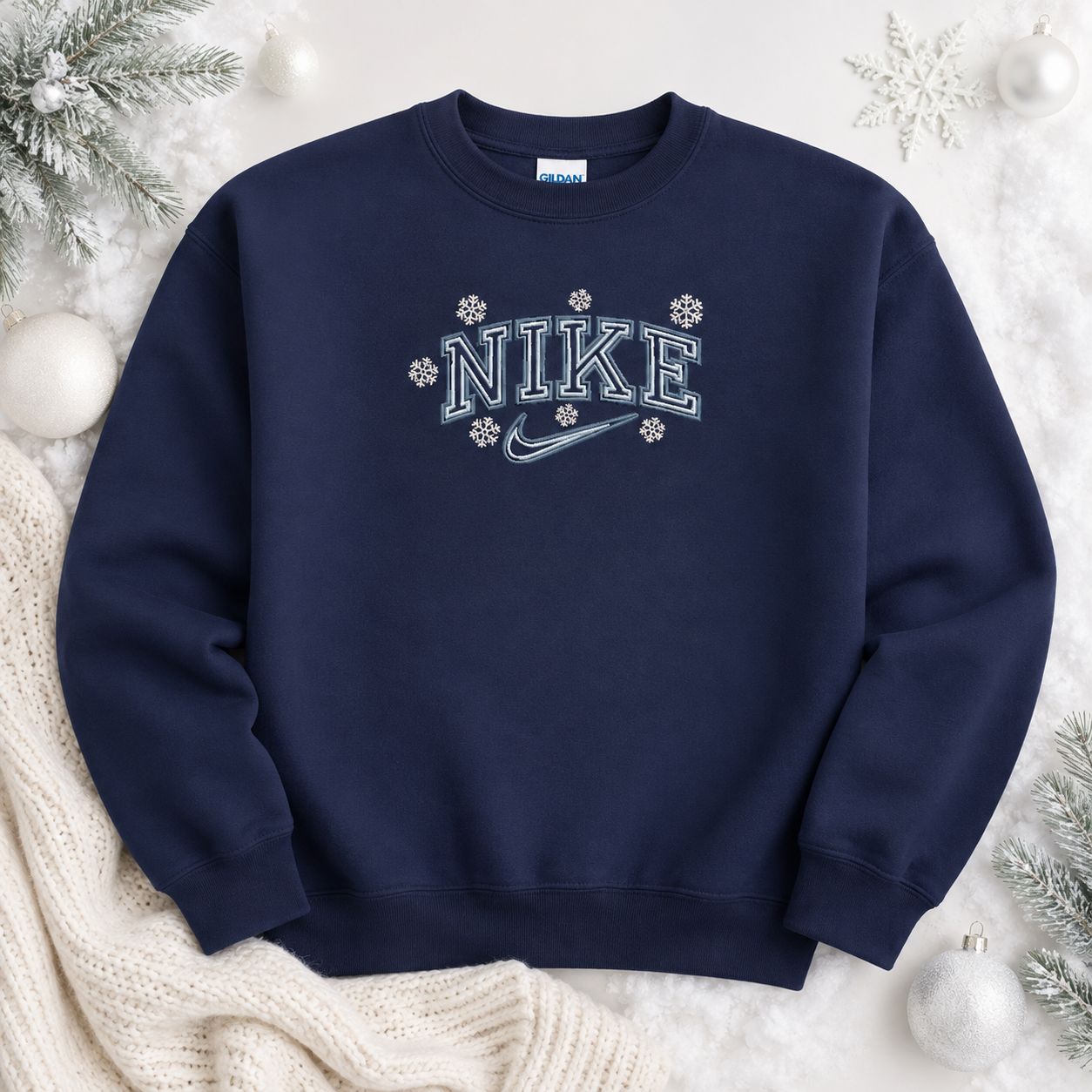 Winter College Lettering Embroidered Sweater