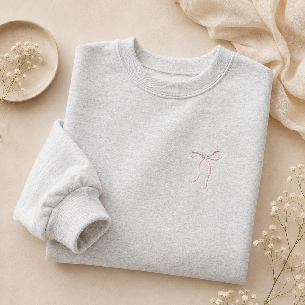 Beautiful Bow Embroidered Sweatshirt