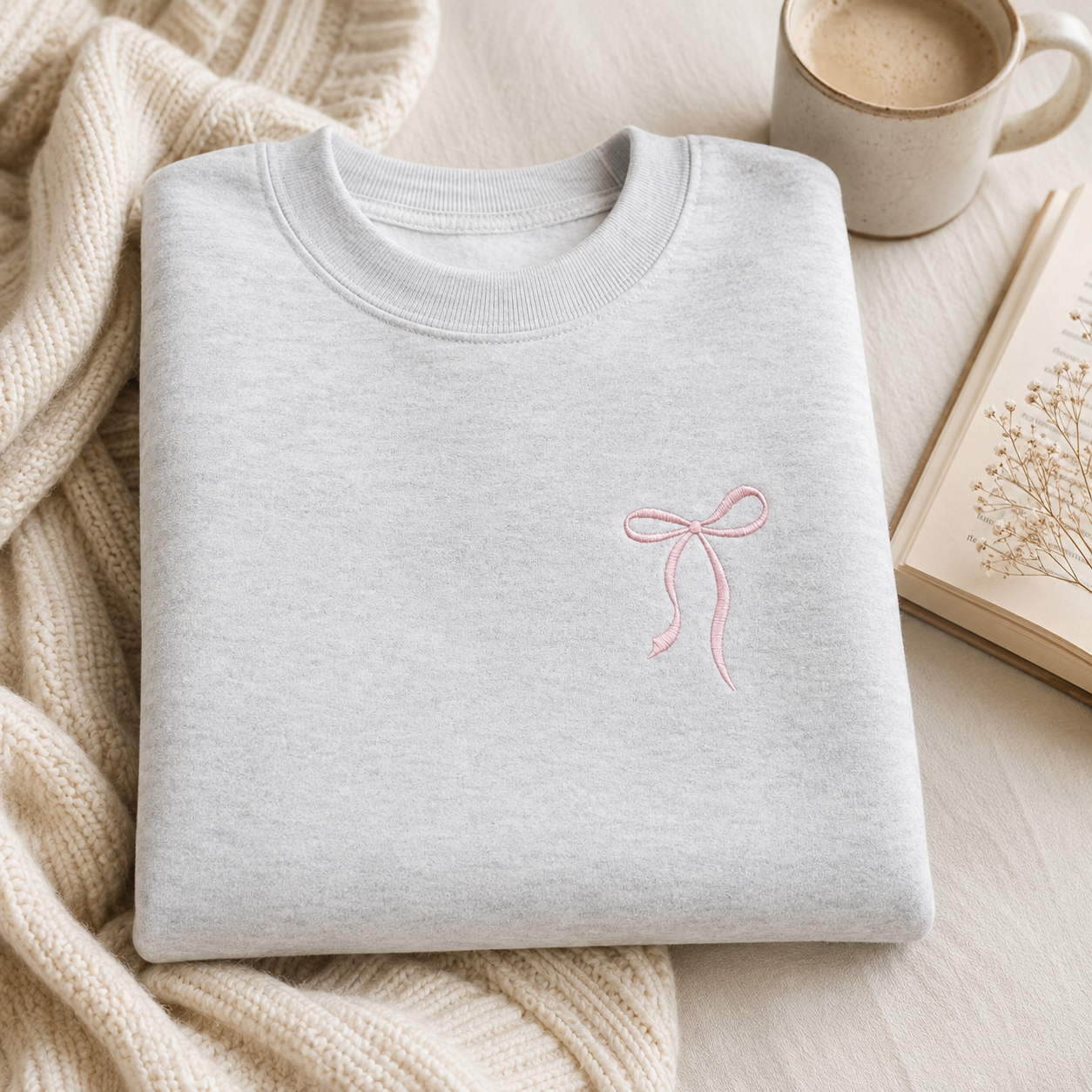 Beautiful Bow Embroidered Sweatshirt