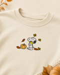 Fall Snoopy and Woodstock Embroidered Pullover Sweater