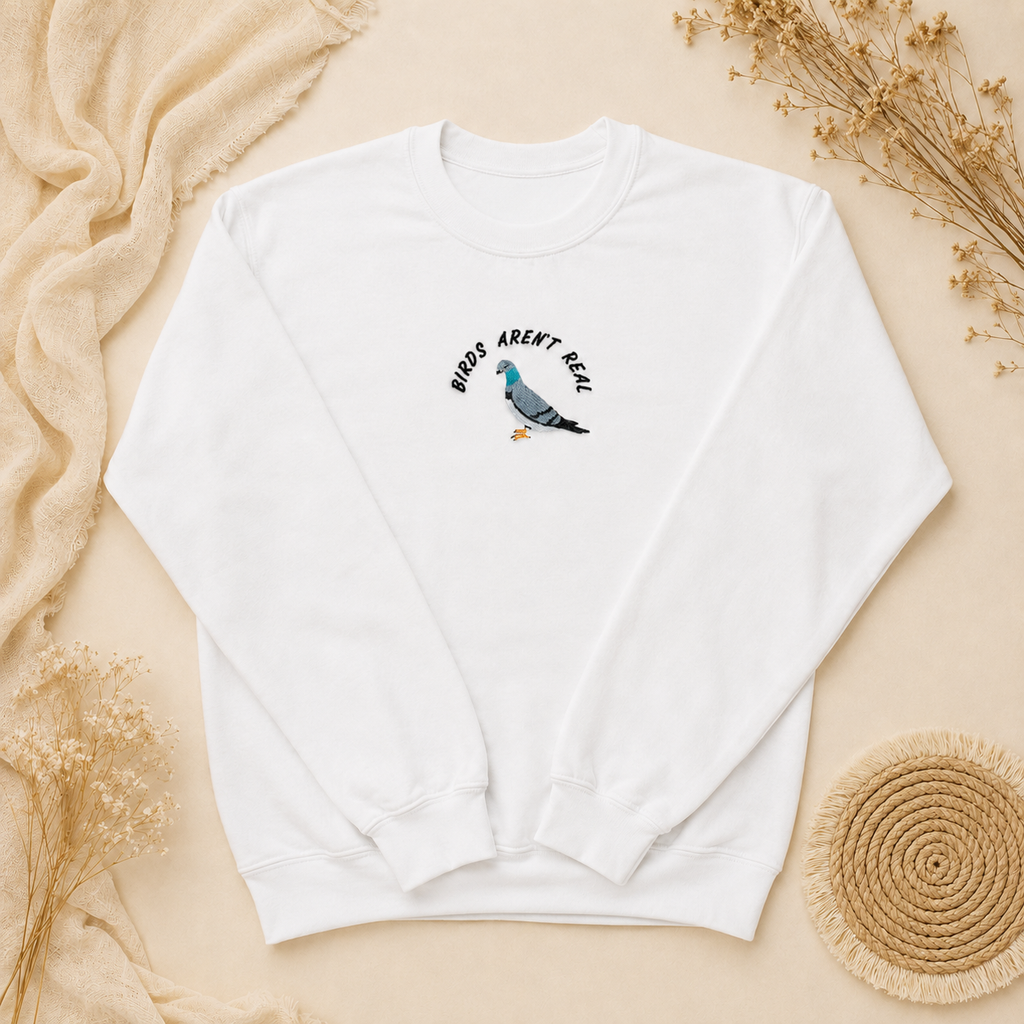 Birds Aren't Real Embroidered Sweater