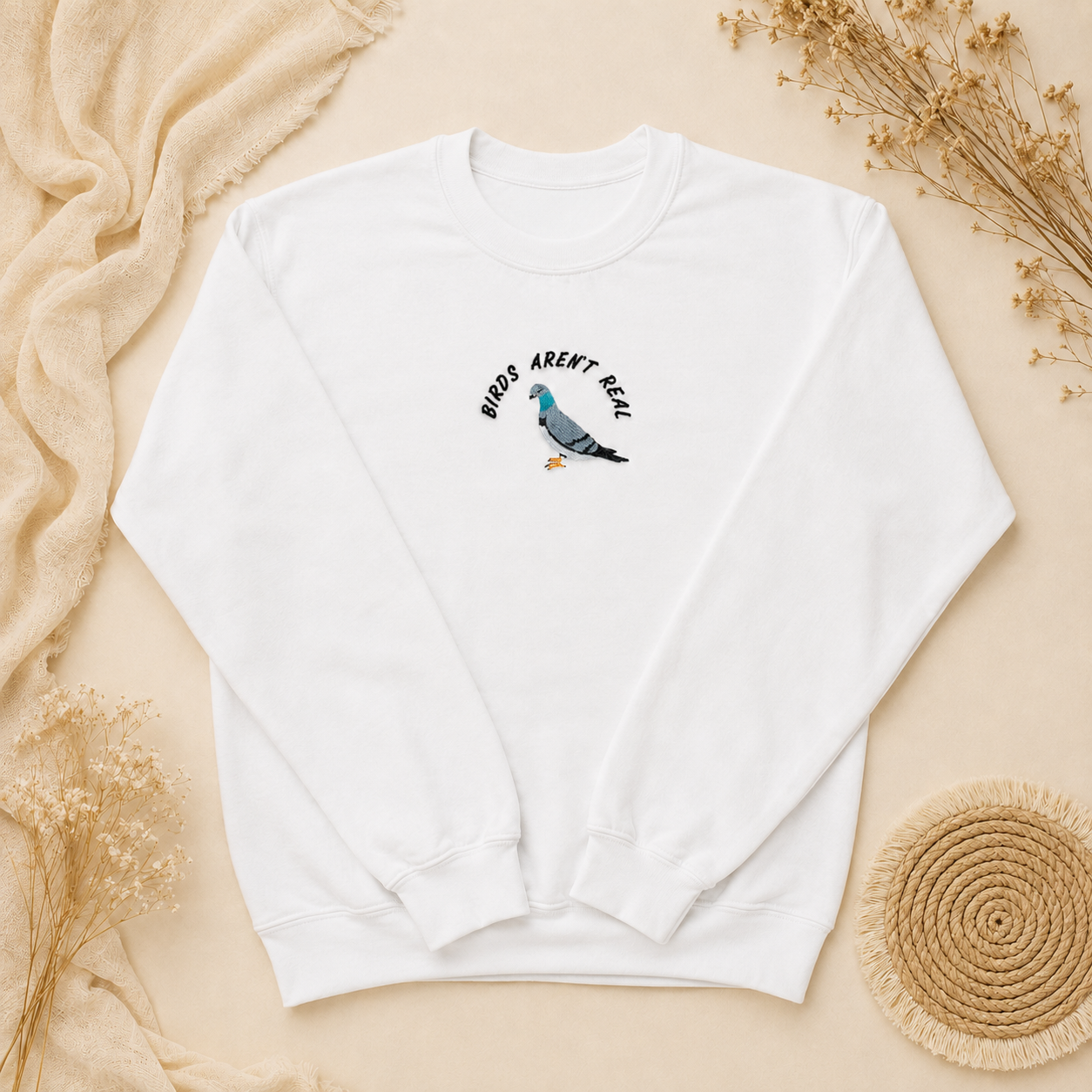 Birds Aren't Real Embroidered Sweater