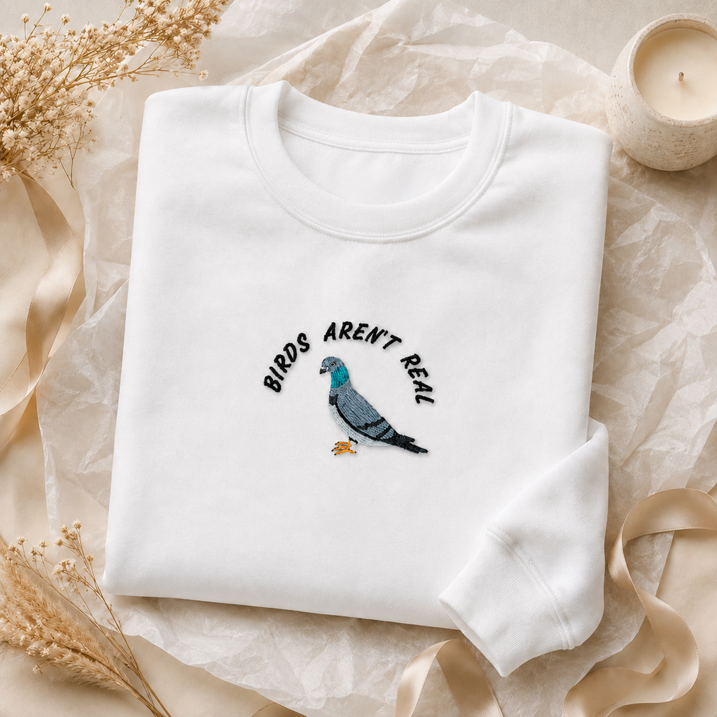 Birds Aren't Real Embroidered Sweater
