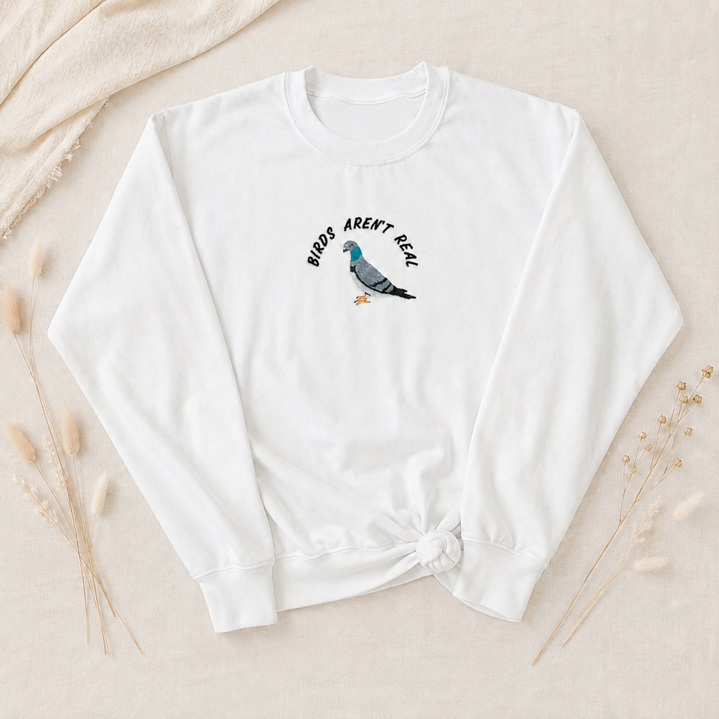 Birds Aren't Real Embroidered Sweater
