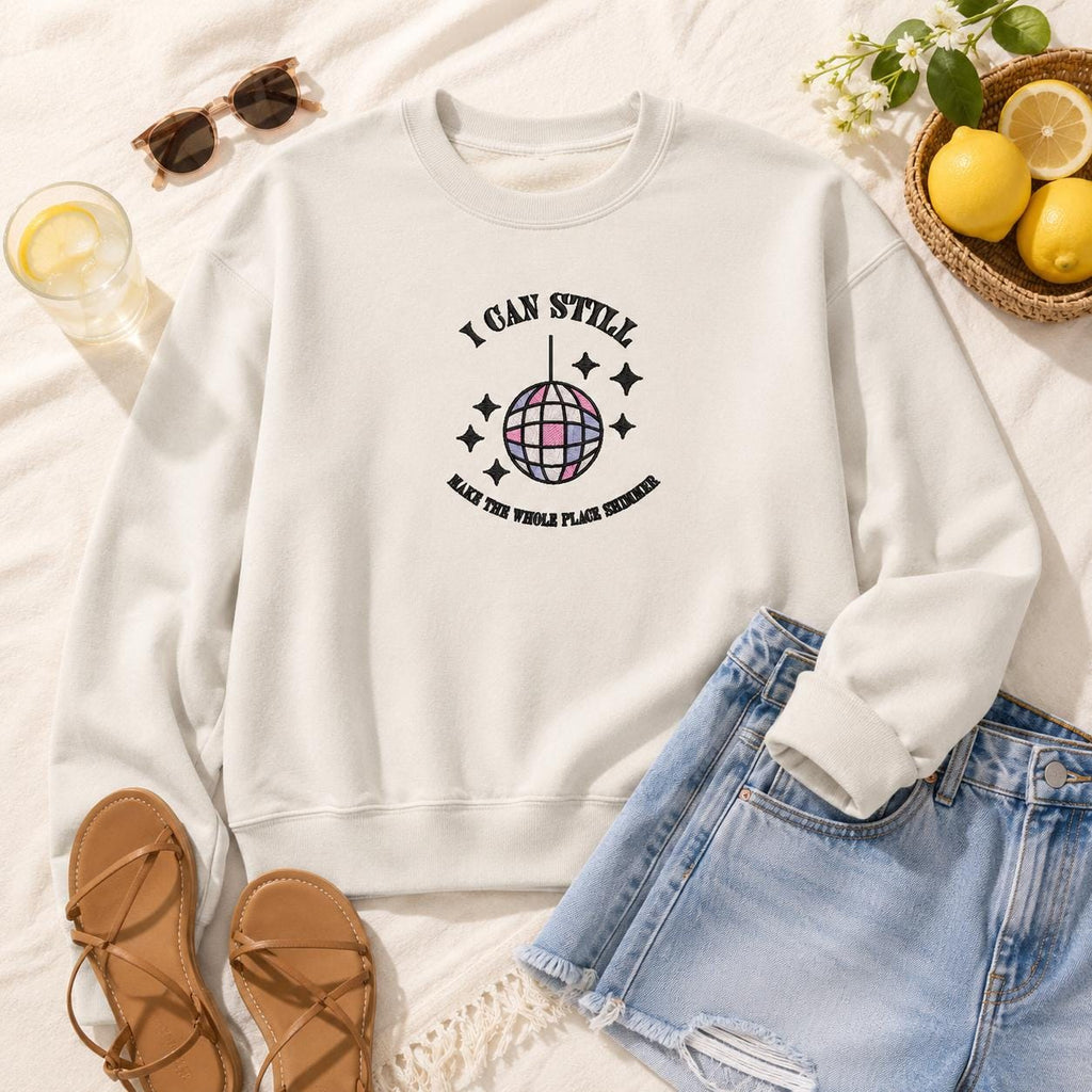 I can make the whole place Shimmer Embroidered Pullover Sweatshirt