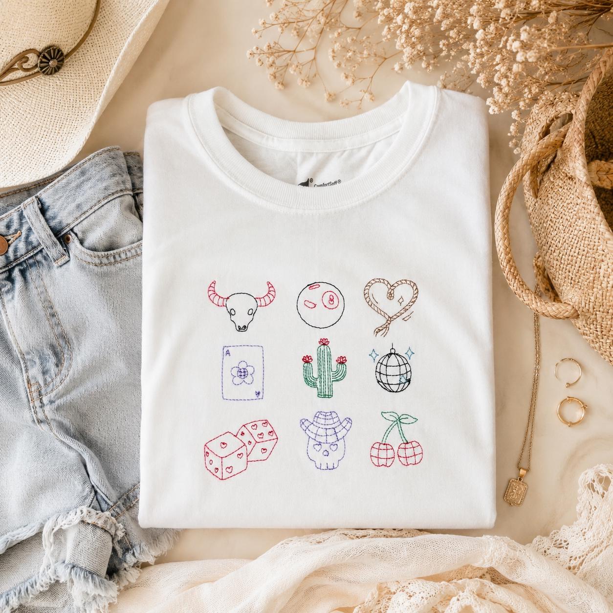 Embroidered Pullover Vegas Icons Shirt
