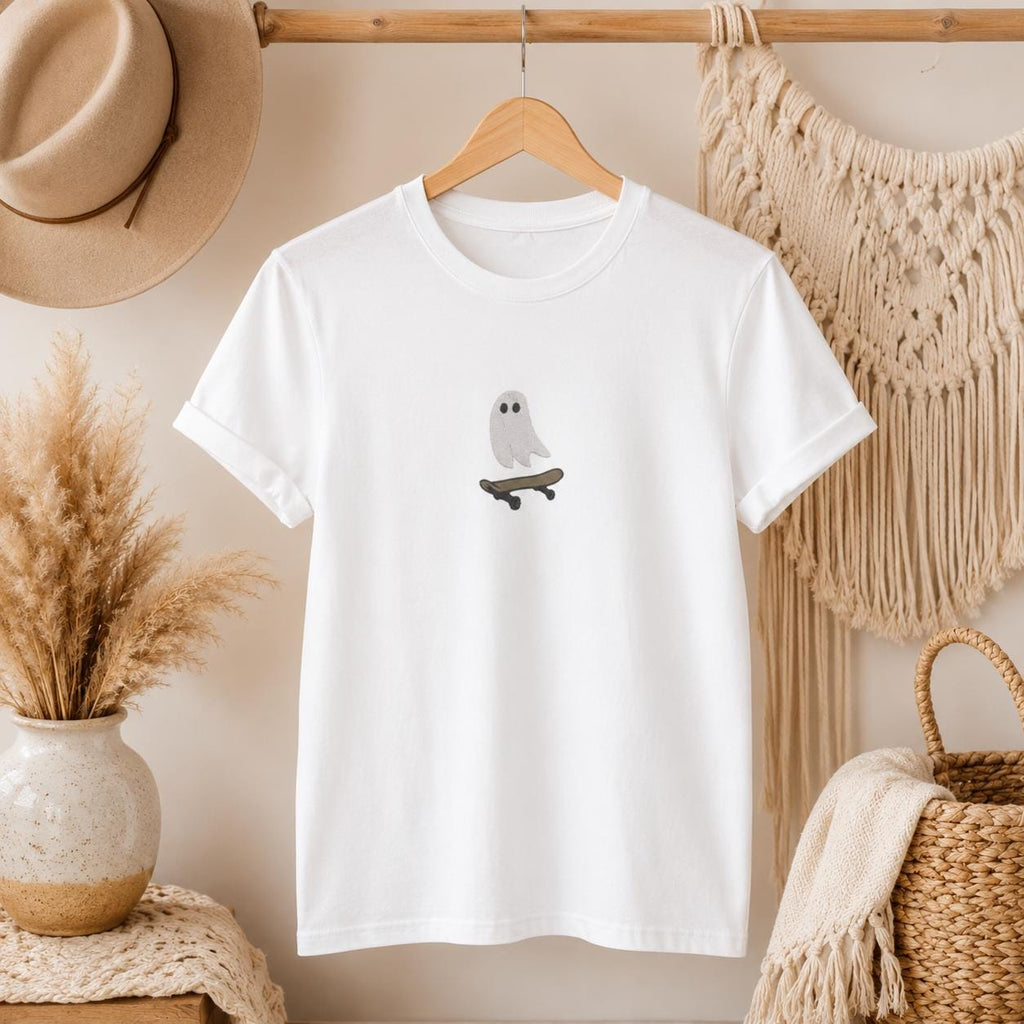Ghost Skateboarder Embroidered Pullover Shirt