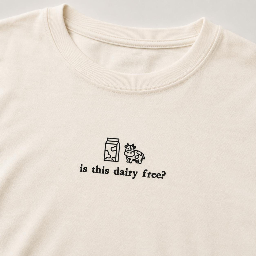 Is this Dairy Free? Embroidered Pullover Shirt