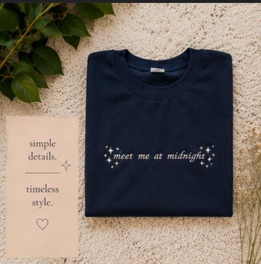Meet Me at Midnights Embroidered Pullover Sweatshirt