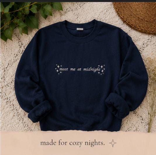 Meet Me at Midnights Embroidered Pullover Sweatshirt