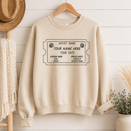 Customizable Concert Ticket Theme Embroidered Pullover Sweatshirt